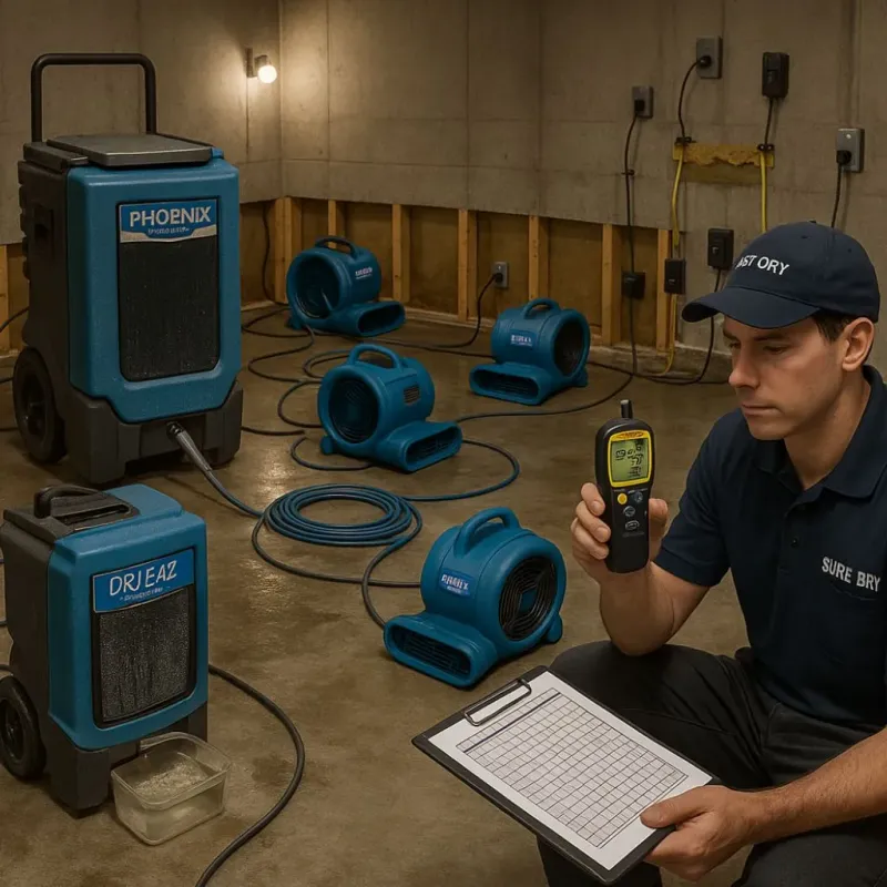 Structural Drying and Dehumidification process in Zionsville, IN